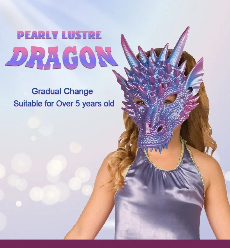 Cosplay Prop Blueprints - Feestartikelen Parelblauw Drakenmasker 3d Print Dragon