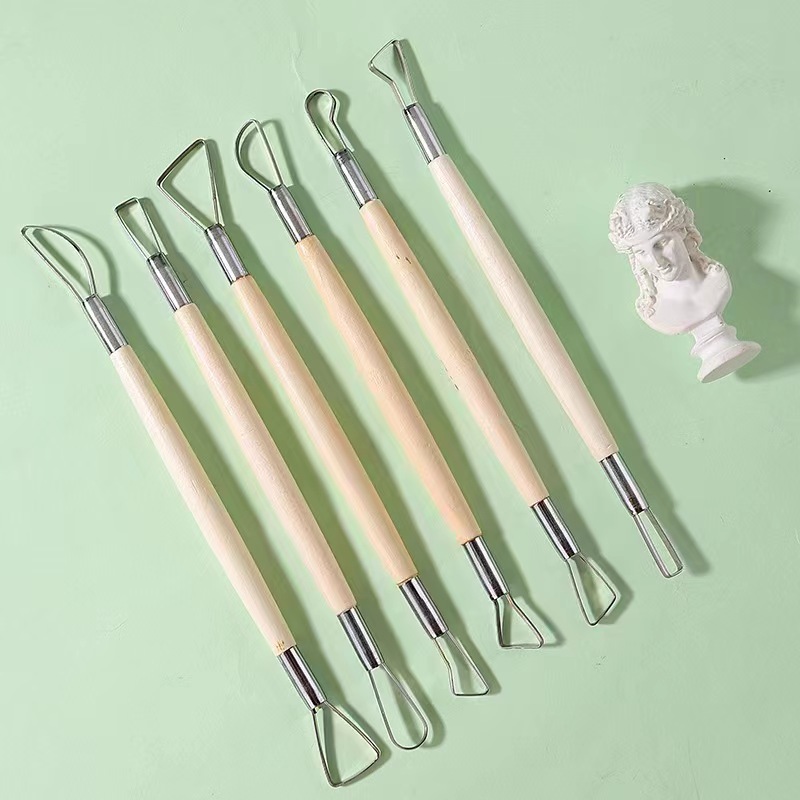 Craft Knife Set - 6 STKS houten handvat wax aardewerk
