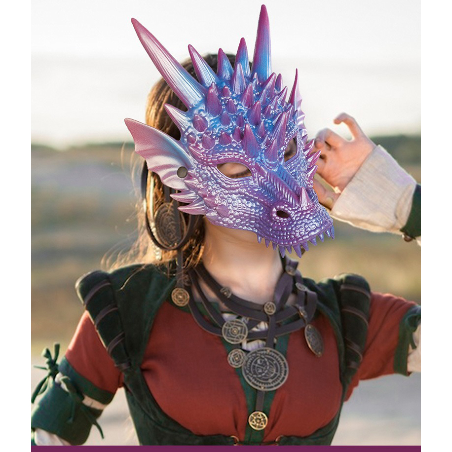Parel Blauw Dragon Masker 3d P - Cosplay Prop Blueprints recensie en prijs