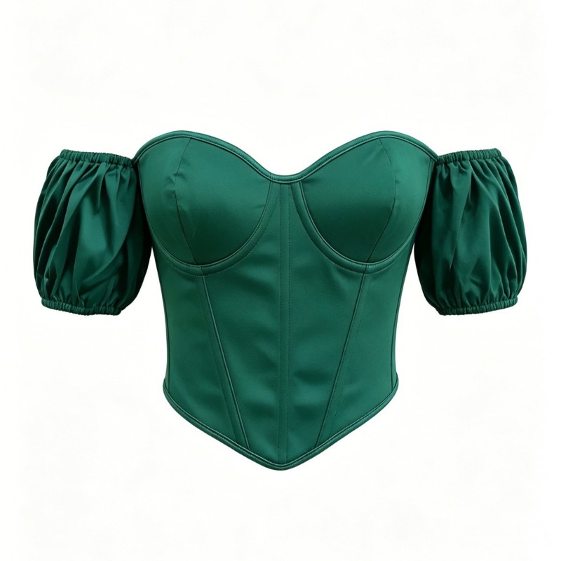 Sexy groene satijnen corsettop - Boning Corset Steel recensie en prijs